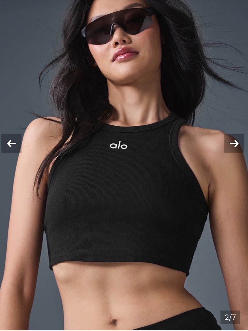 NWT Alo Aspire Tank Black Cropped Tank Workout Training Athleisure Jisoo L - Picture 3 of 7